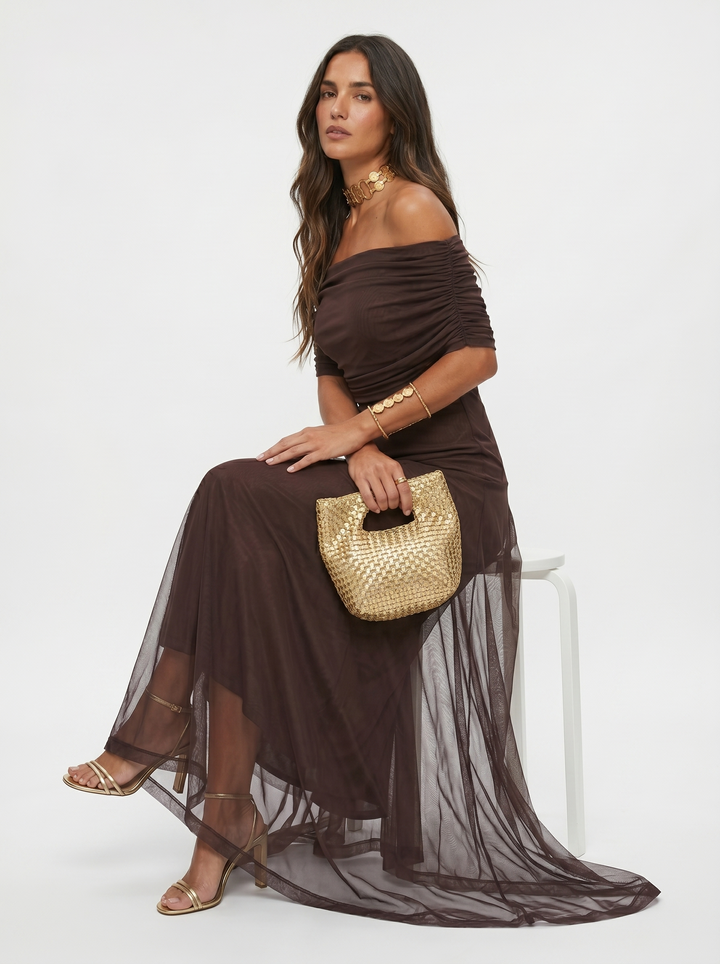 Carla - Off-Shoulder Draped Long Dress