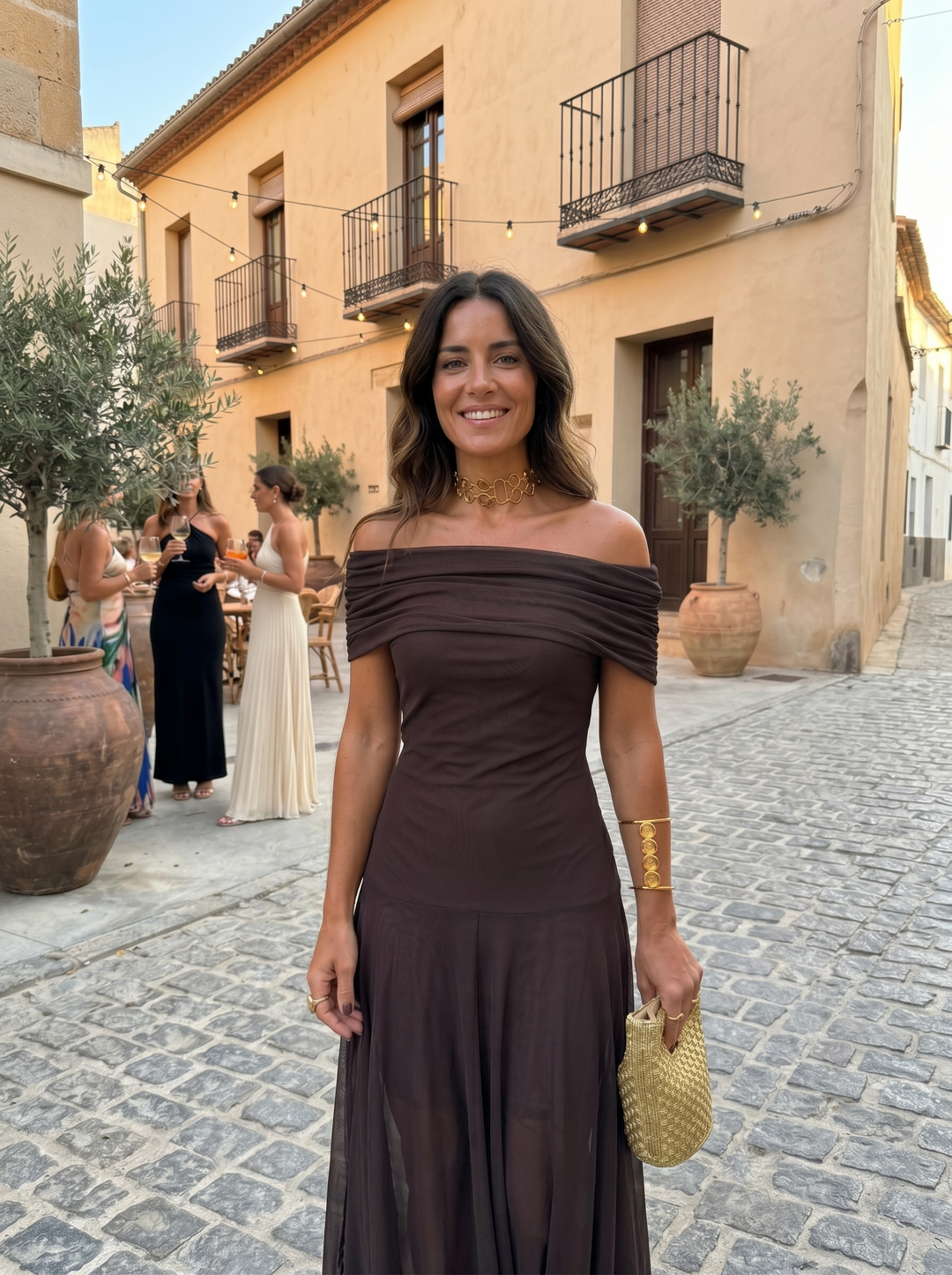 Carla - Off-Shoulder Draped Long Dress
