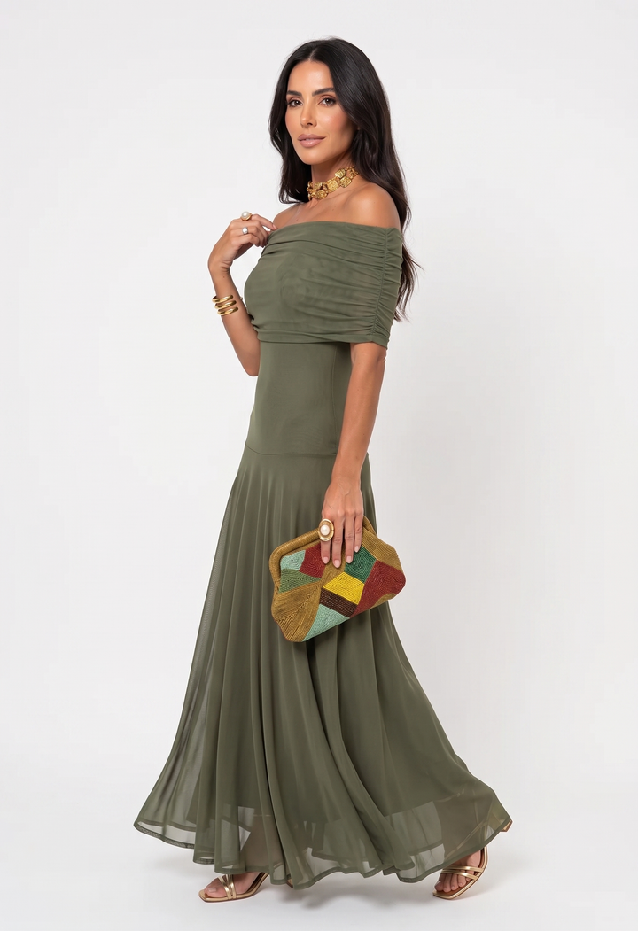 Carla - Off-Shoulder Draped Long Dress