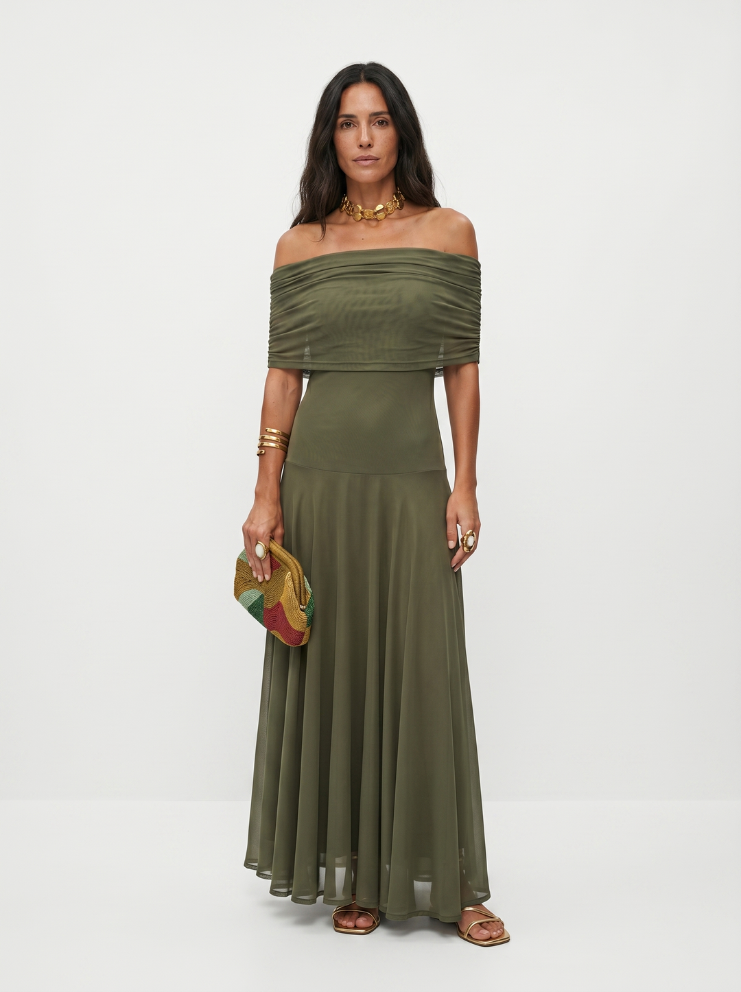 Carla - Off-Shoulder Draped Long Dress