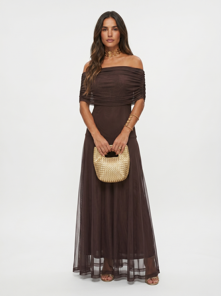 Carla - Off-Shoulder Draped Long Dress