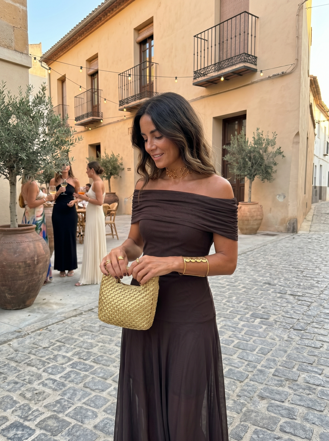 Carla - Off-Shoulder Draped Long Dress