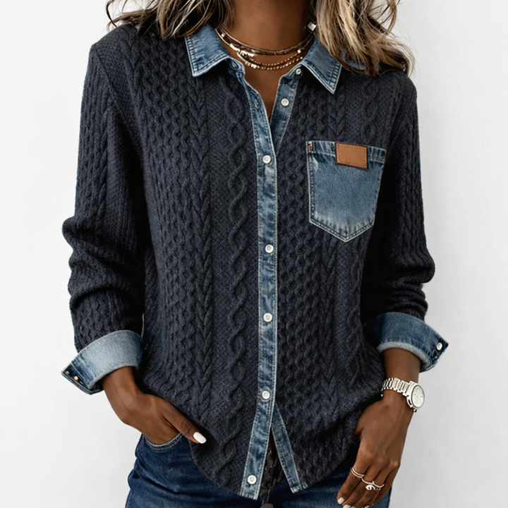 Lumera - Knit Jacket with Denim Details