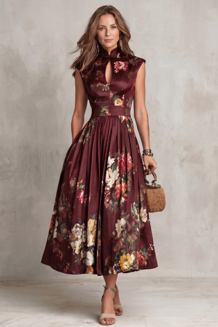 Noirelle - Vintage Floral Elegance Midi Dress