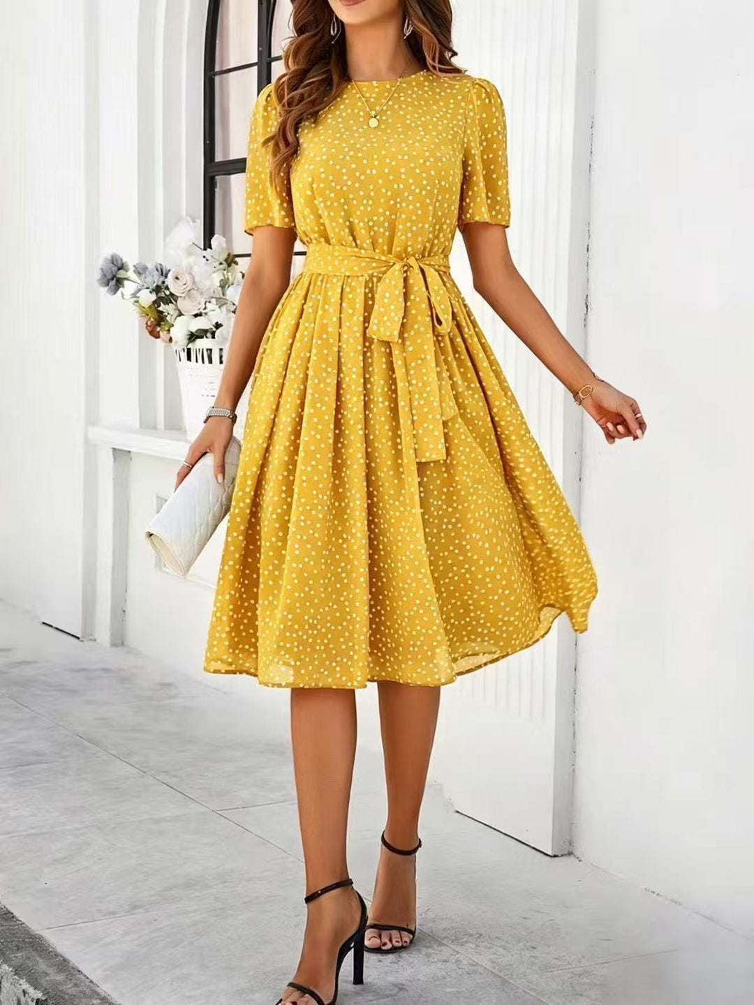 Coco - Polka Dot Lace-Up Dress