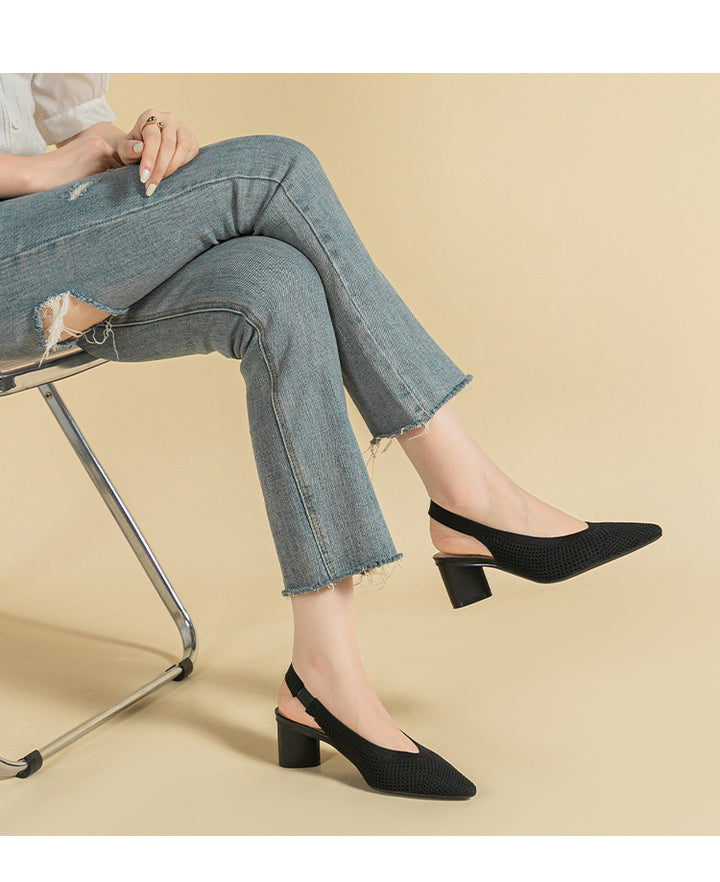 Vivienne - Woven Slingback Block Heels