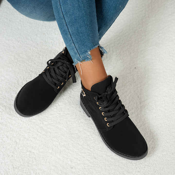 Britta - Buckle Block Heel Short Boots