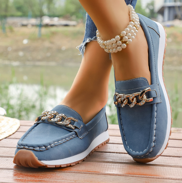Elle - Diamond Buckle Loafers