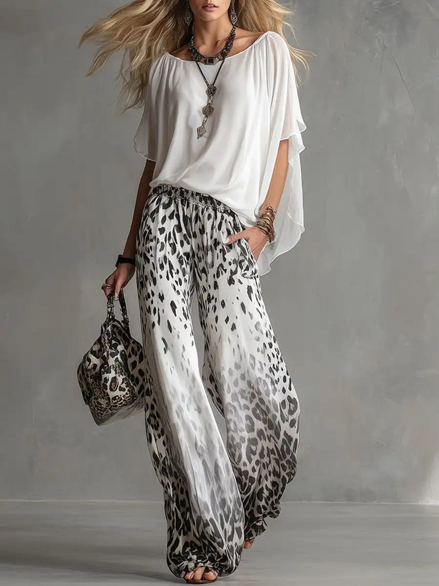 Elena - Fluid Blouse & Wide-Leg Pants Set