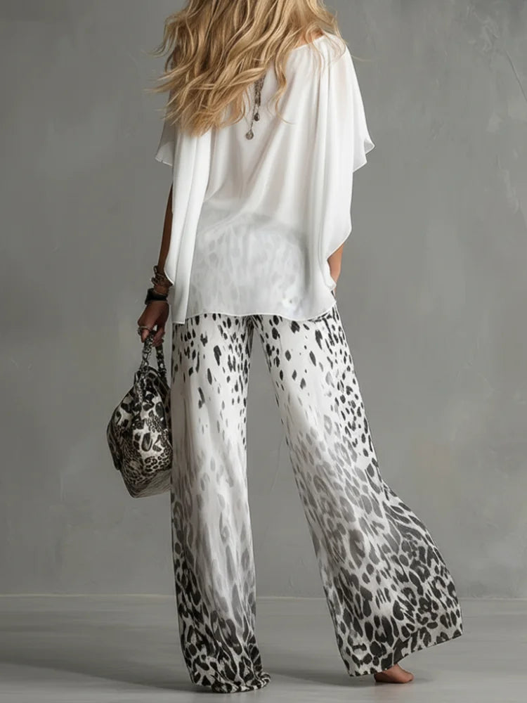 Elena - Fluid Blouse & Wide-Leg Pants Set