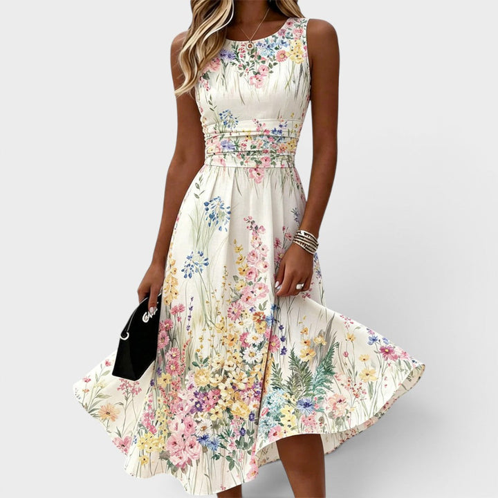 Tanya - Sleeveless Floral Midi Dress