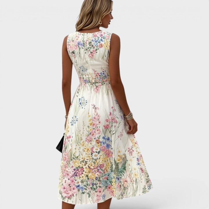 Tanya - Sleeveless Floral Midi Dress