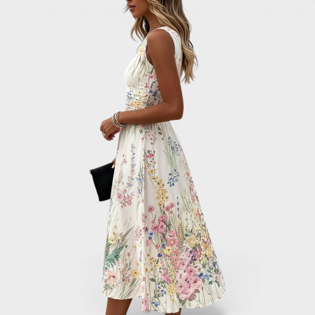 Tanya - Sleeveless Floral Midi Dress