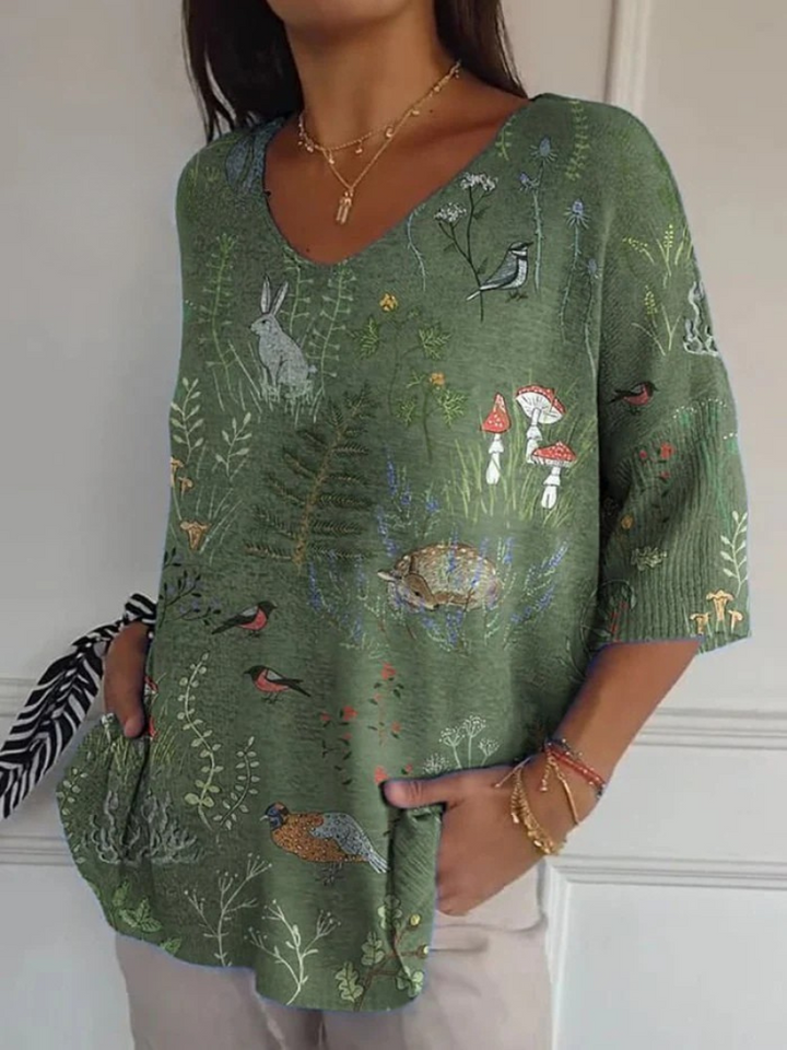 Forest Animal Print Knit Top