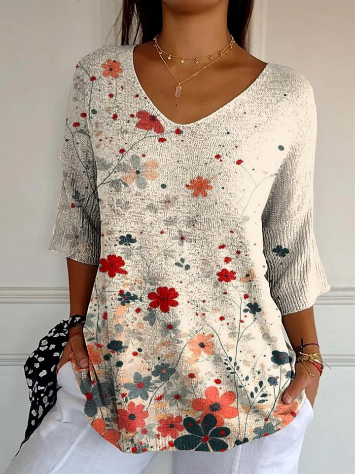 Vintage Floral Relaxed Knit Top