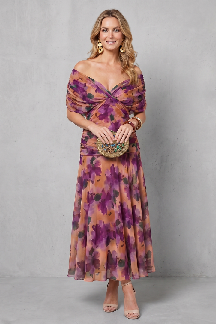 Verdelisse - Draped Floral Flow Maxi Dress