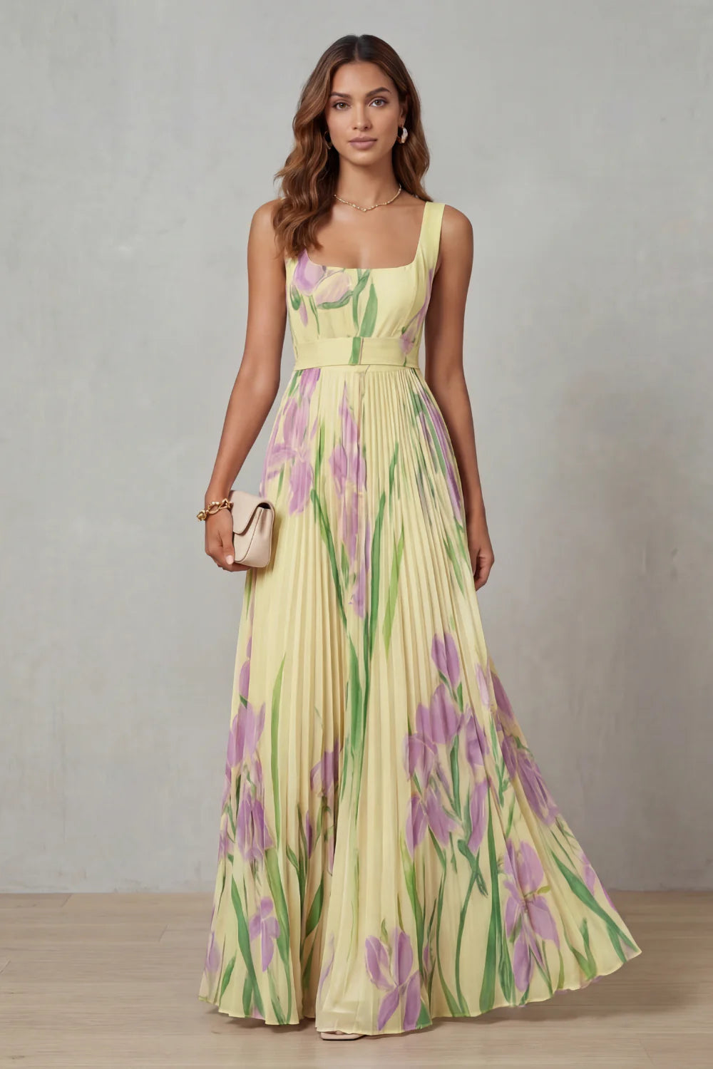 Sloane - Floral Print A-Line Maxi Dress