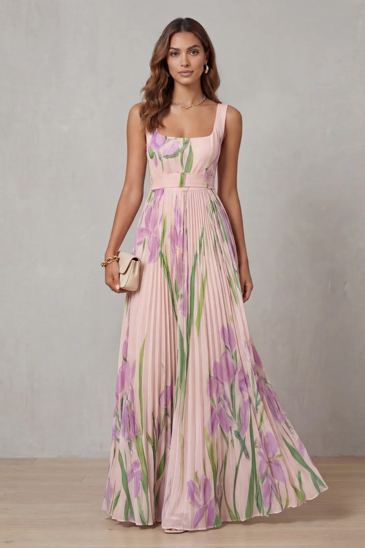 Sloane - Floral Print A-Line Maxi Dress