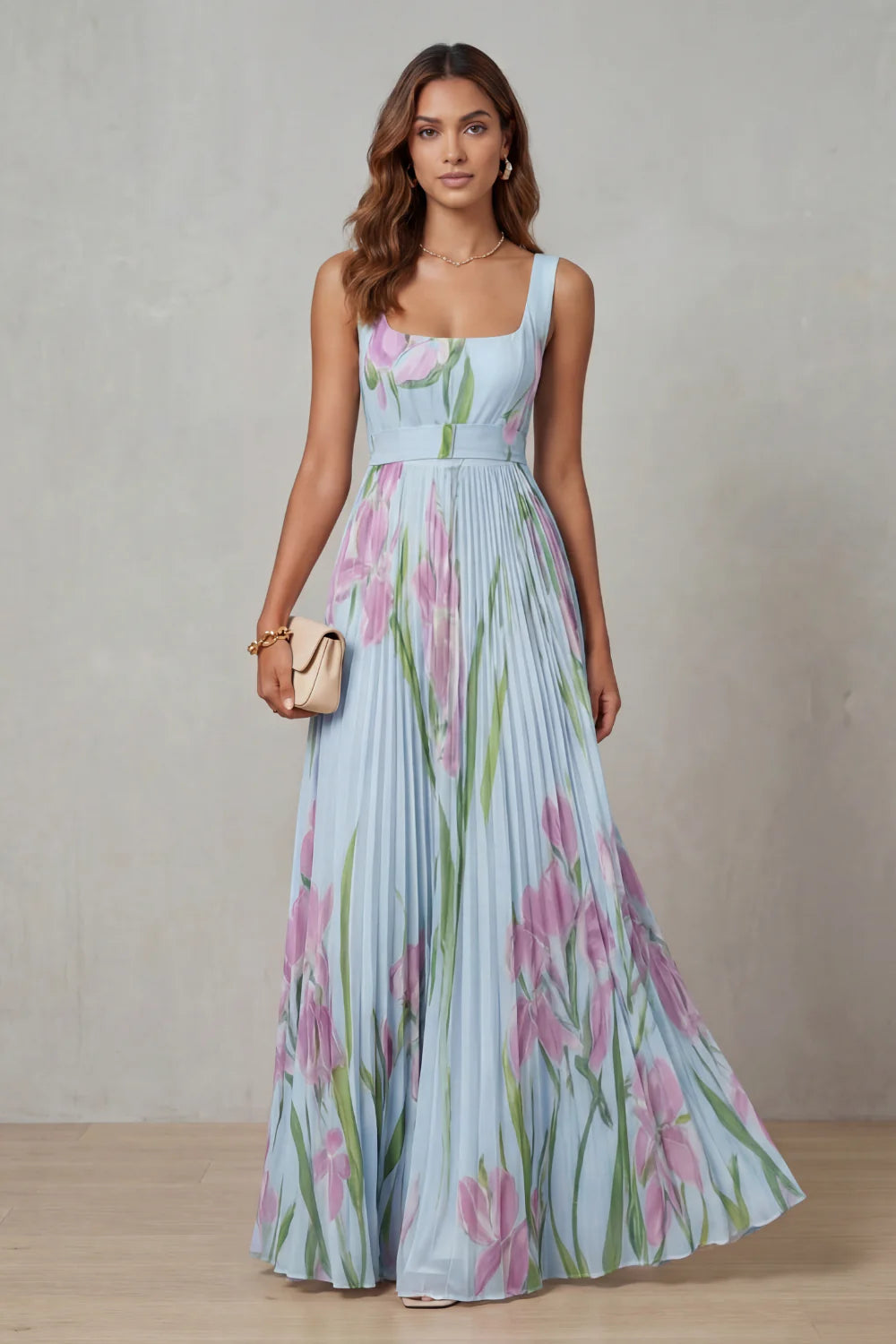 Sloane - Floral Print A-Line Maxi Dress