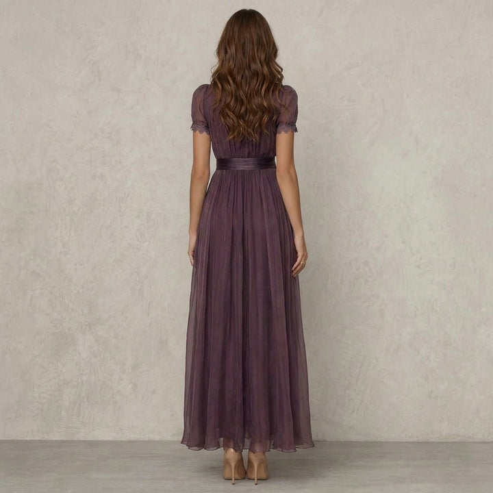Gemma - Lace Collar Drop-Neck Long Sleeve Maxi Dress