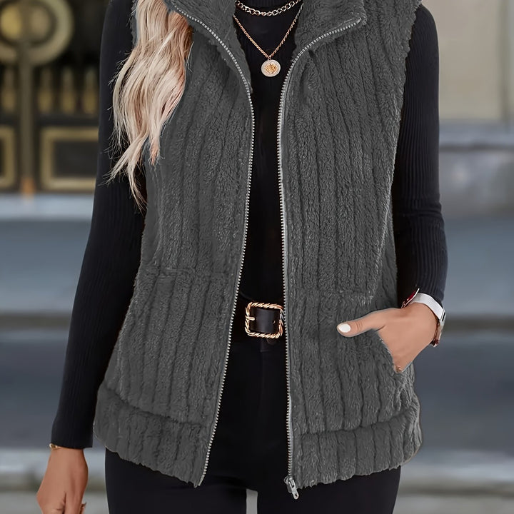 Mila - Plush High-Neck Vest Jacket