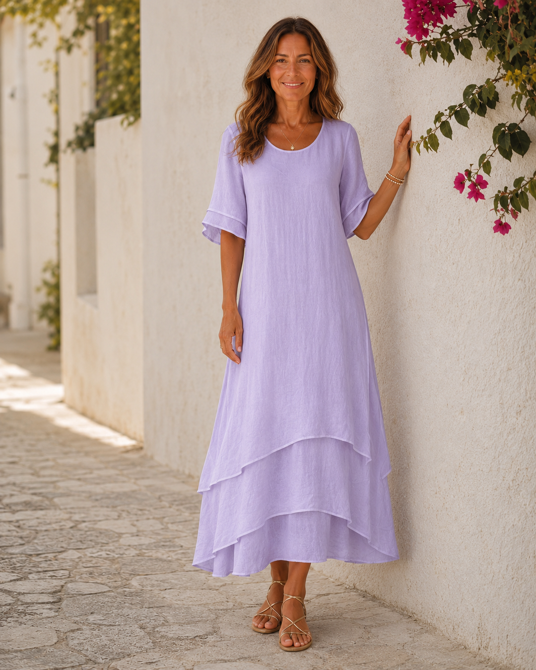April - Elegant Cotton Ruffle Dress