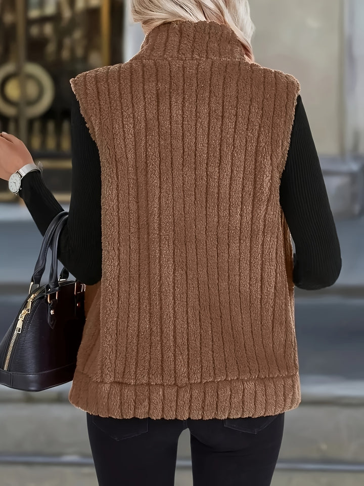 Mila - Plush High-Neck Vest Jacket