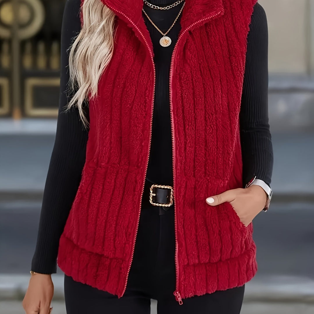 Mila - Plush High-Neck Vest Jacket