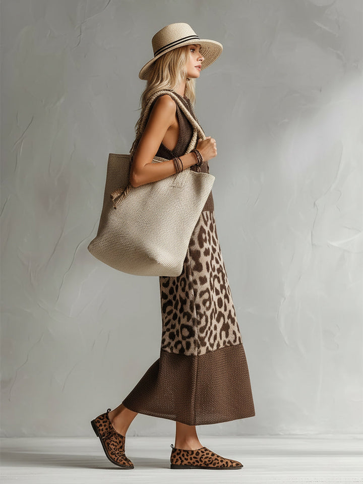 Amelia - Leopard Knit Midi Dress