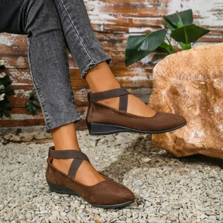 Calerinne - Closed Cross-Strap Wedge Shoes
