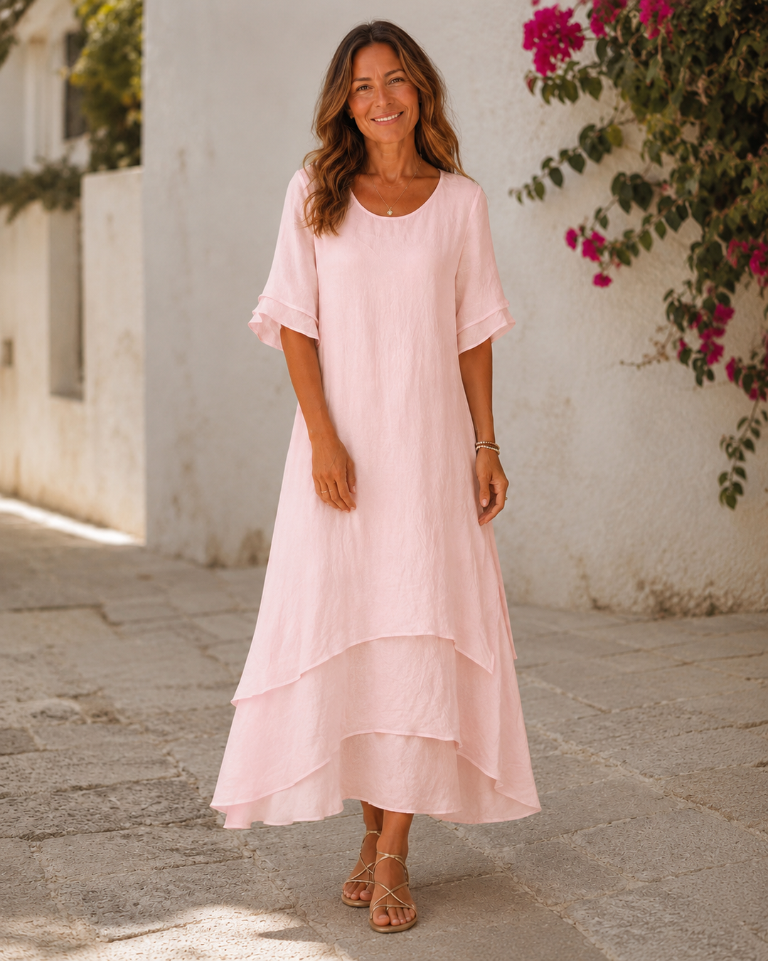 April - Elegant Cotton Ruffle Dress