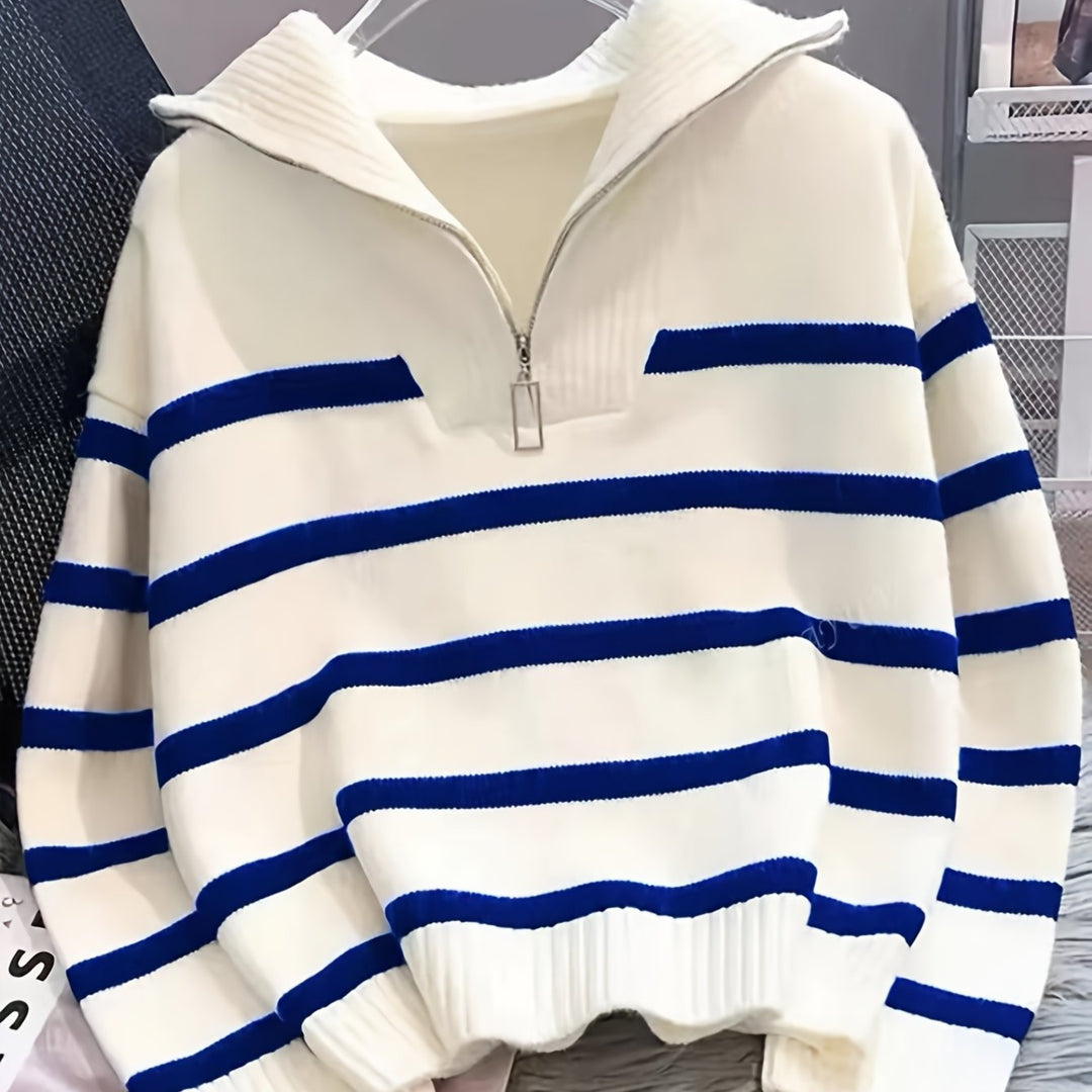 Vera - Striped Zip-Up Knit Pullover