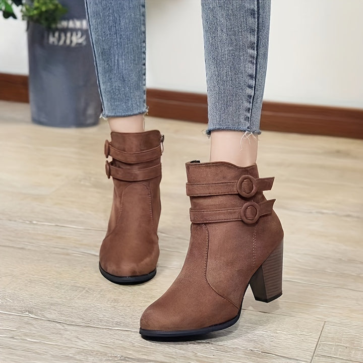 Stella - Pointed Toe Block Heel Ankle Boots