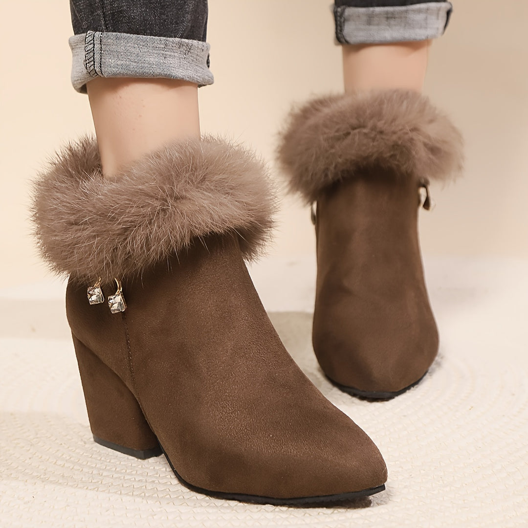 Celeste - Fleece-Lined Pointed Toe Ankle Boots