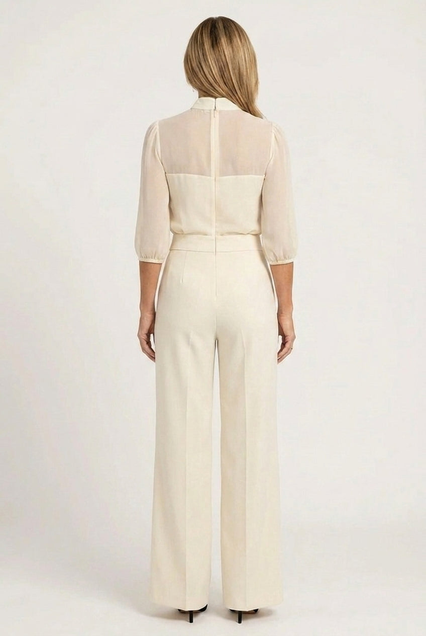 Emma - Elegant Sheer Top & Wide-Leg Trousers 3-Piece Set