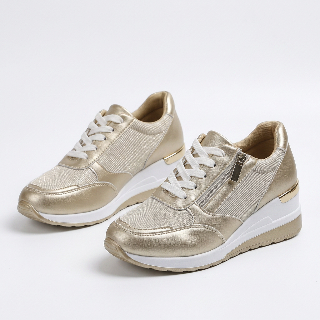Lena - Lace-Up Side Zip Sneaker