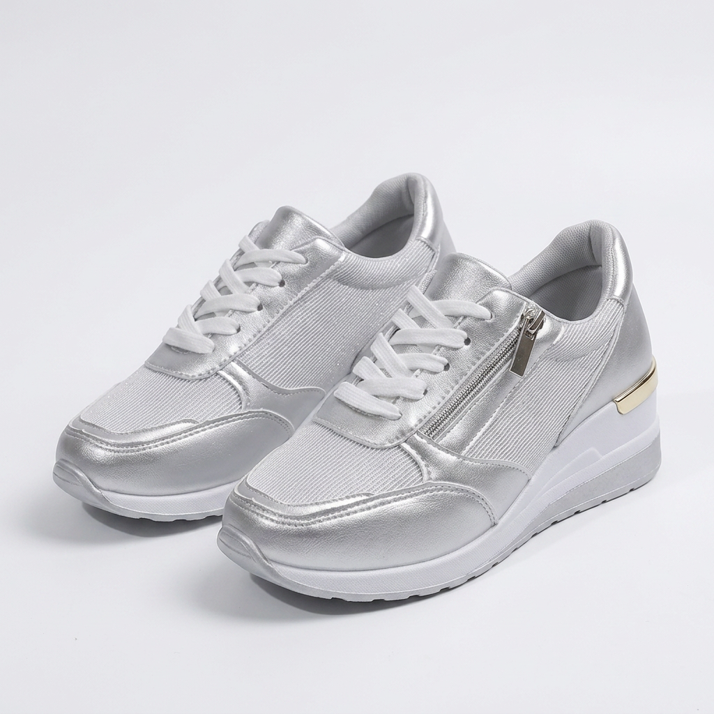 Lena - Lace-Up Side Zip Sneaker