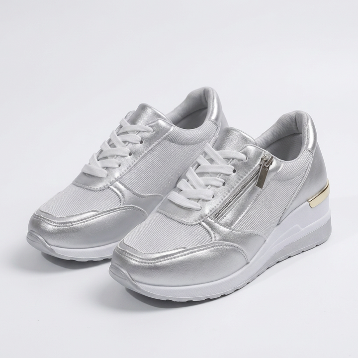 Lena - Lace-Up Side Zip Sneaker