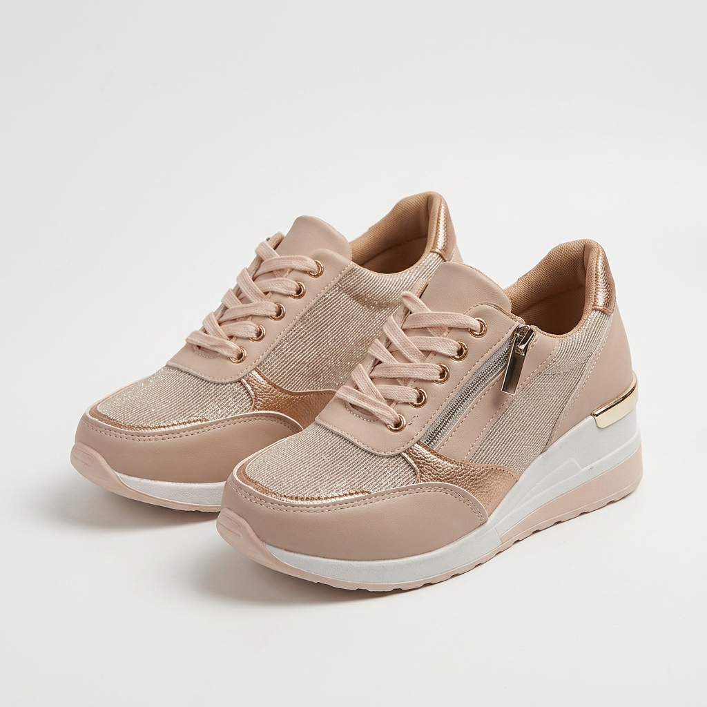 Lena - Lace-Up Side Zip Sneaker