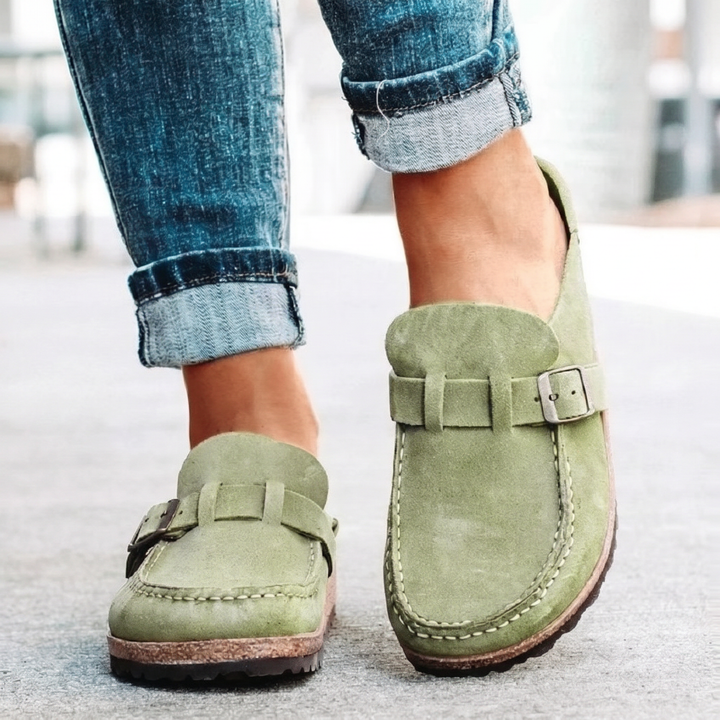 Valencia - Suede Buckle Comfort Clogs