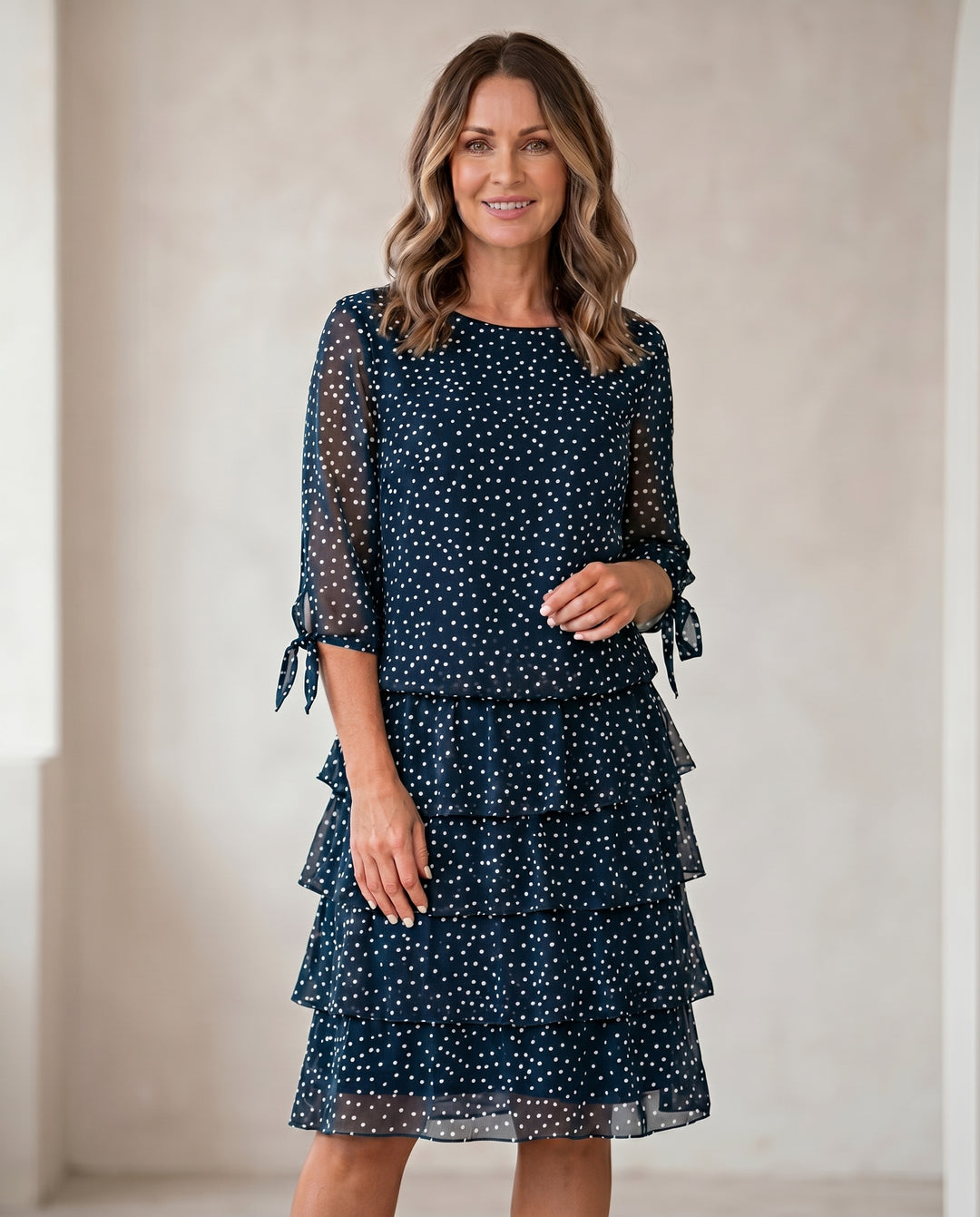 Rosie - Polka Dot Tie-Detail Dress