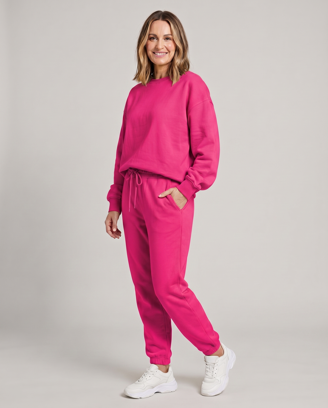 Nora - Solid Round Neck Sweater & Trouser Set