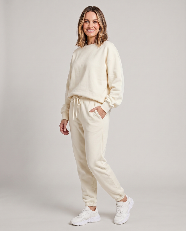 Nora - Solid Round Neck Sweater & Trouser Set
