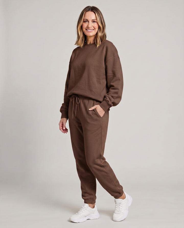 Nora - Solid Round Neck Sweater & Trouser Set