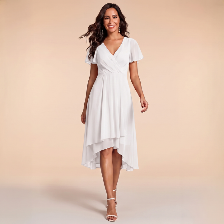 Sienna - V-Neck Ruffle Sleeve Chiffon Dress
