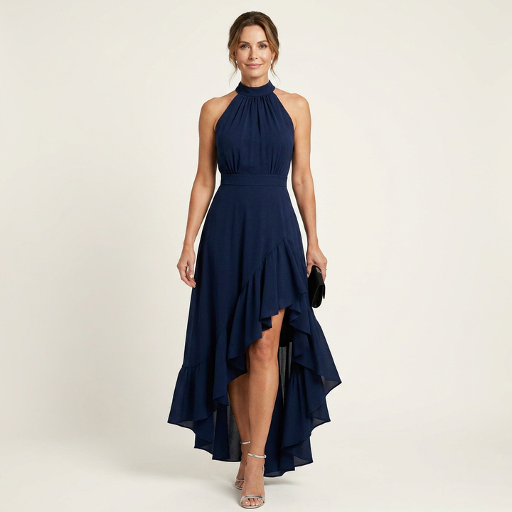 Leandra - Halter-Neck Ruffle-Skirt  Maxi Dress