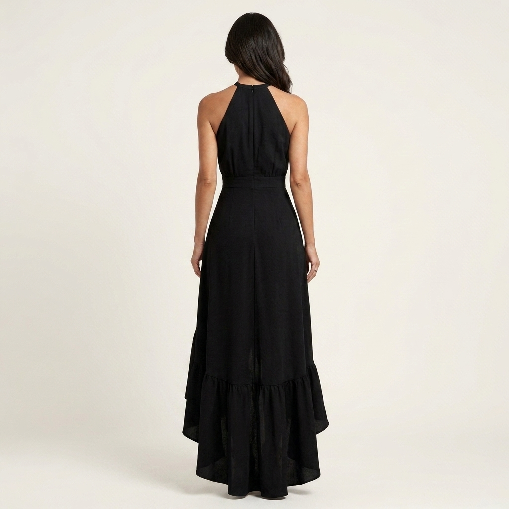 Leandra - Halter-Neck Ruffle-Skirt  Maxi Dress