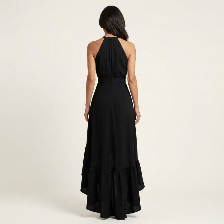Leandra - Halter-Neck Ruffle-Skirt  Maxi Dress