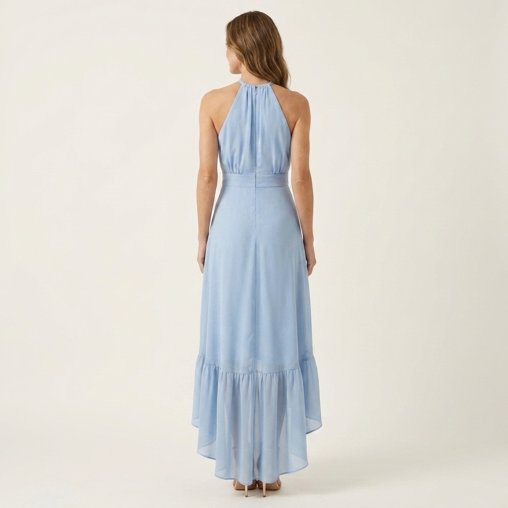 Leandra - Halter-Neck Ruffle-Skirt  Maxi Dress