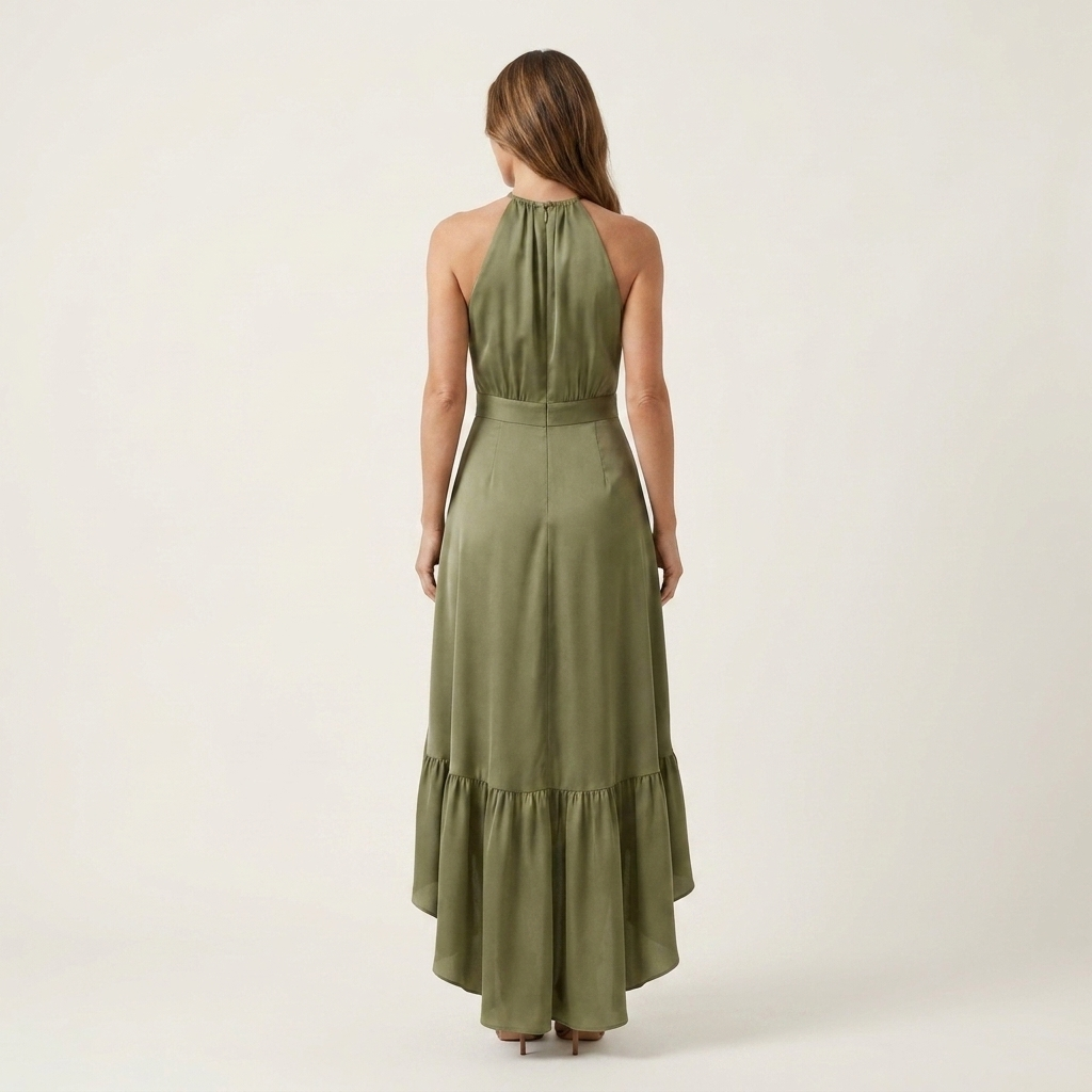 Leandra - Halter-Neck Ruffle-Skirt  Maxi Dress